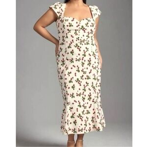 Cecily Strawberry Print Midi Dress size 2X by Anthropologie